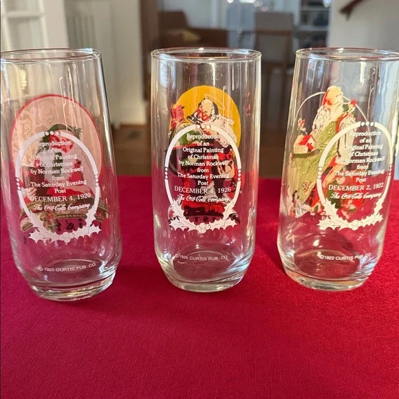 Vintage Christmas by Norman Rockwell Glasses the Coca Cola company Set - Picture 2 of 9